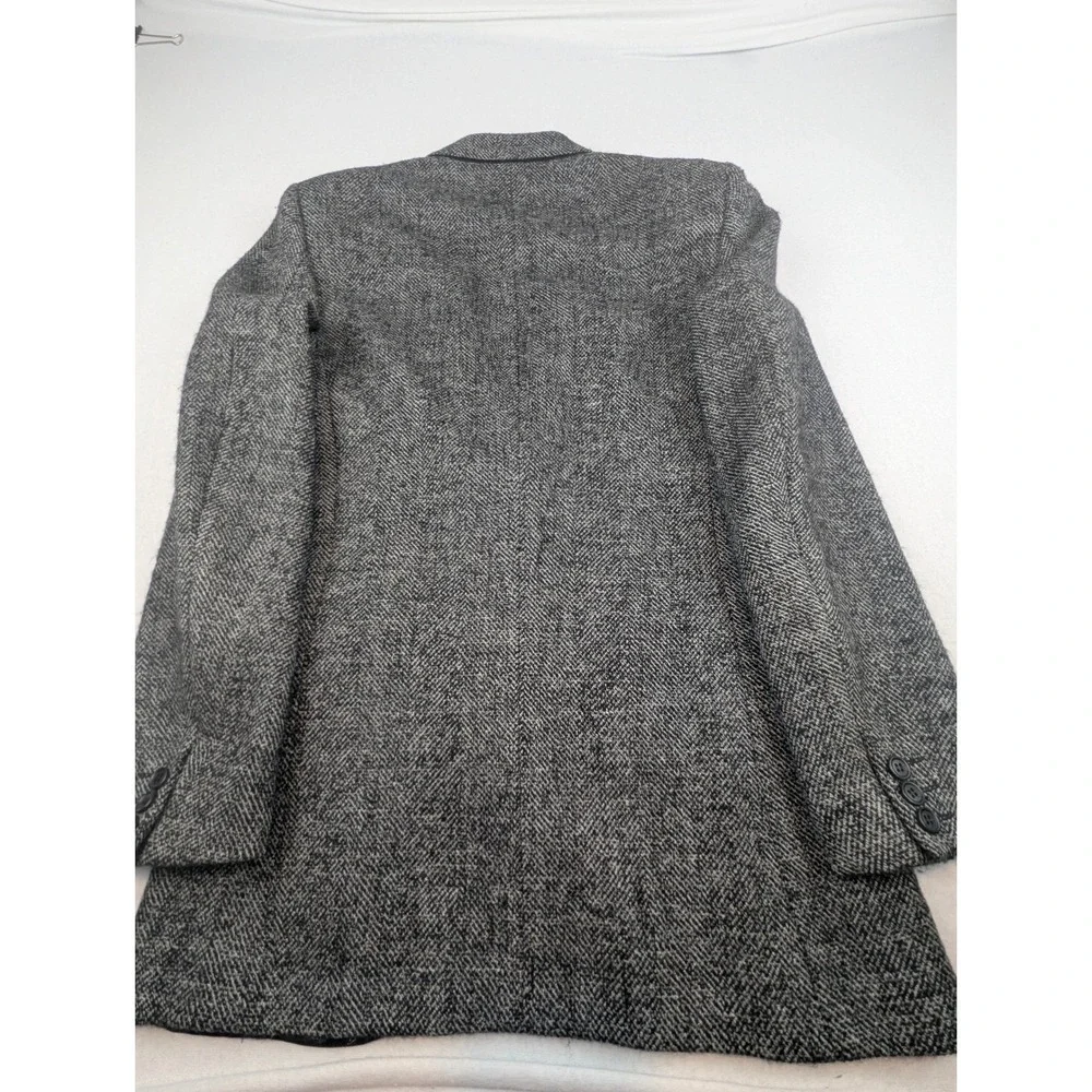VTG San Remo Barneys NY Mens Grey Herringbone Wool Blazer Sport Coat Italy 40L
